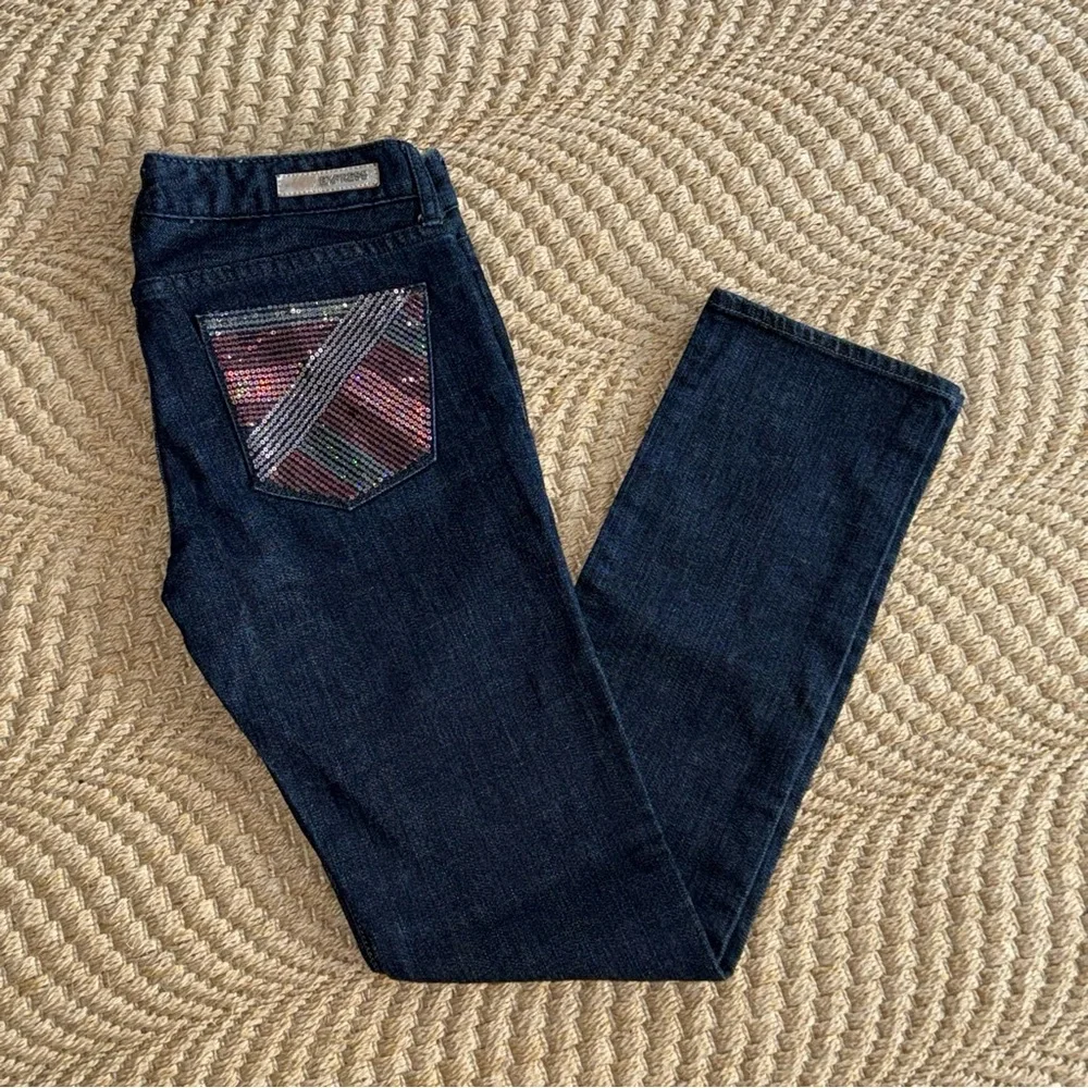 Women’s 6 Express Dark Indigo Jeans with Sparkling Pocket Stella Pants Straight